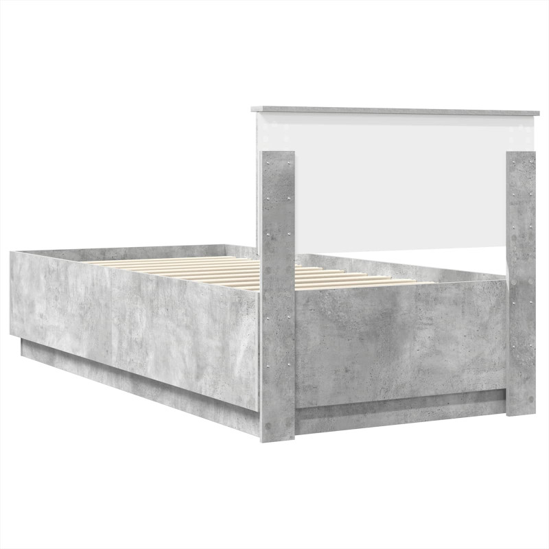 Ramka łóżka Betonowy szary 100 x 200 cm Materiał drewnopochodny