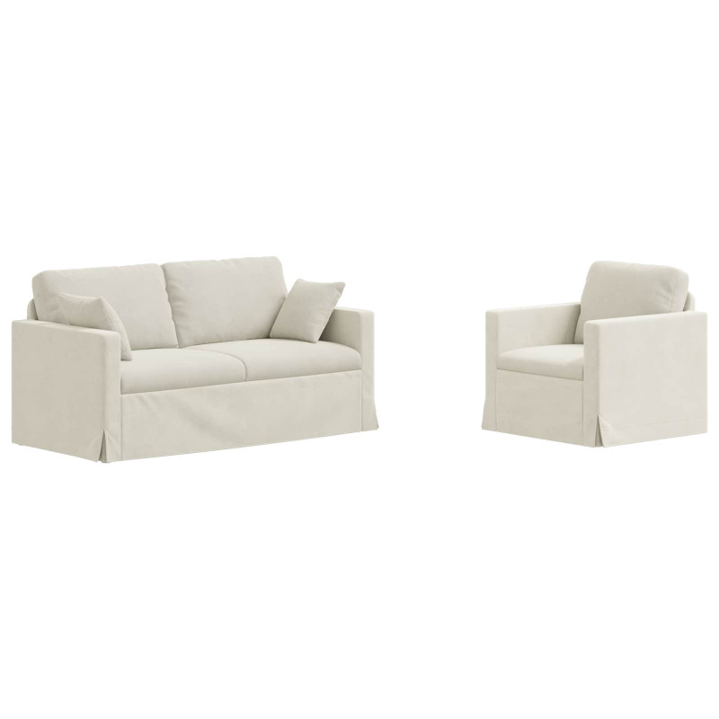 Zestaw Sof 2 pcs Kremowy 158 x 78 x 80 cm Aksamit