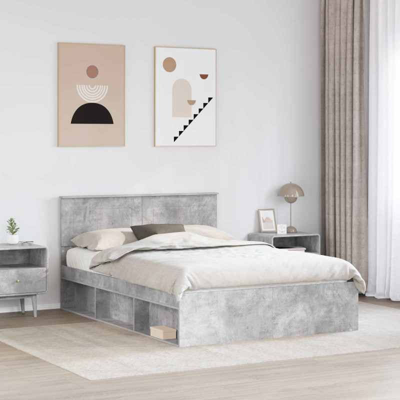 Ramka łóżka Betonowy 140 x 200 cm Materiał drewnopochodny