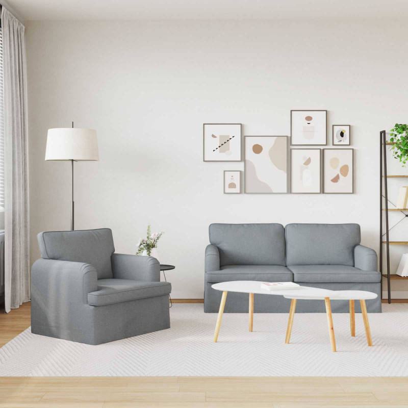Zestaw Sof 2 pcs Jasnoszary 162 x 80 x 85 cm tkanina