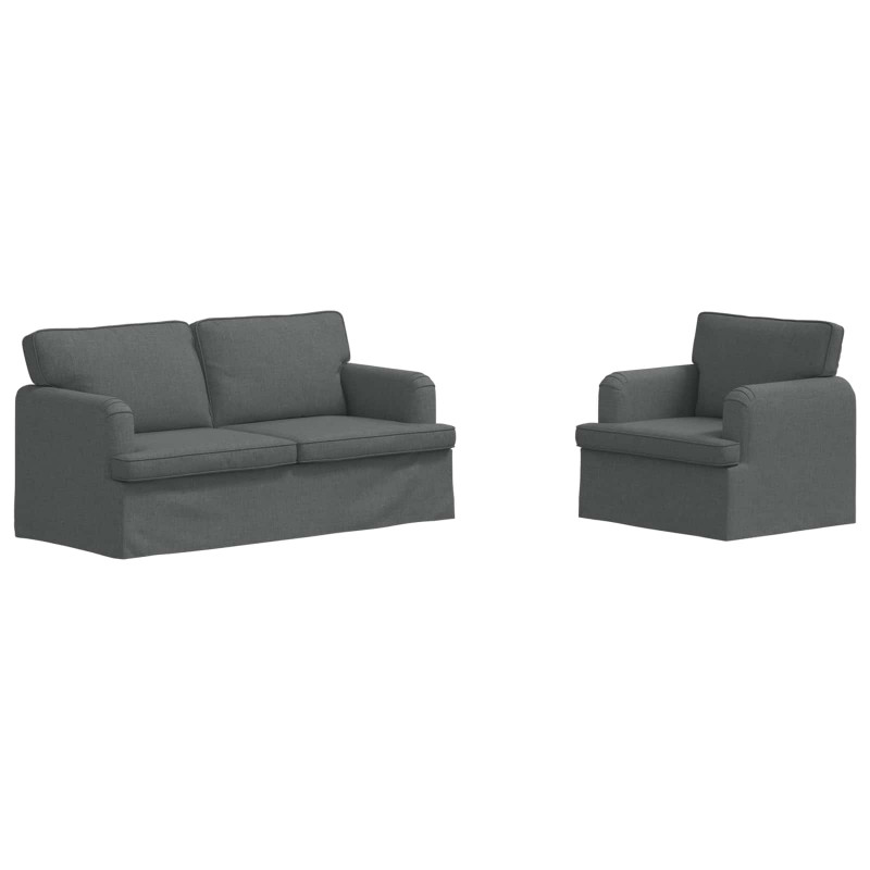 Zestaw Sof 2 pcs Ciemnoszary 162 x 80 x 85 cm tkanina