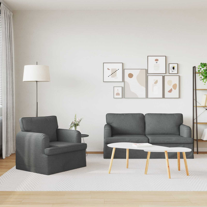 Zestaw Sof 2 pcs Ciemnoszary 162 x 80 x 85 cm tkanina