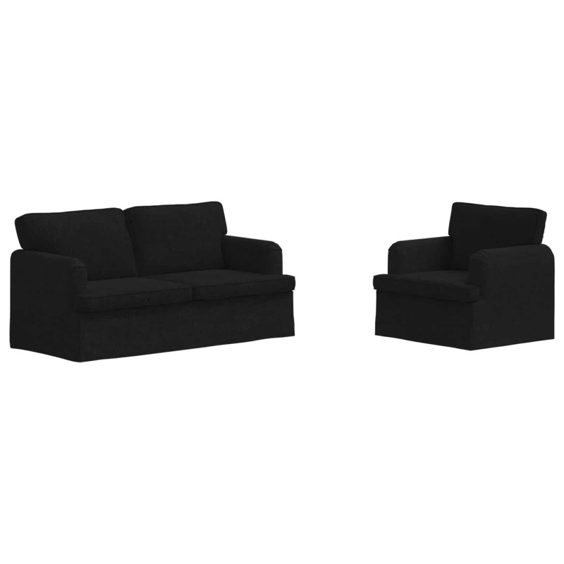 Zestaw Sof 2 pcs Czarny 162 x 80 x 85 cm tkanina