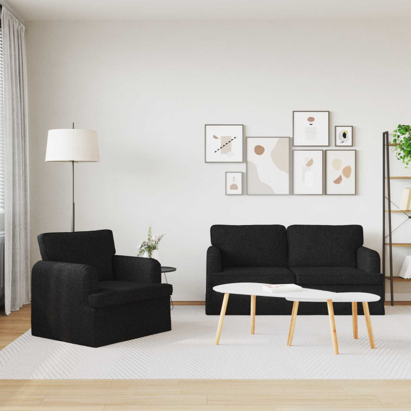 Zestaw Sof 2 pcs Czarny 162 x 80 x 85 cm tkanina