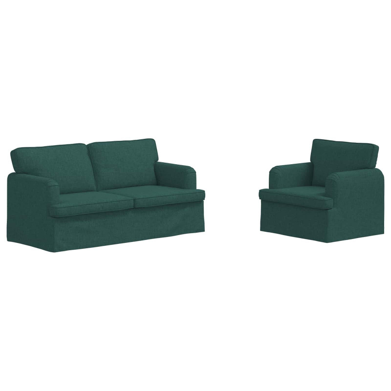 Zestaw Sof 2 pcs Ciemna zieleń 162 x 80 x 85 cm tkanina