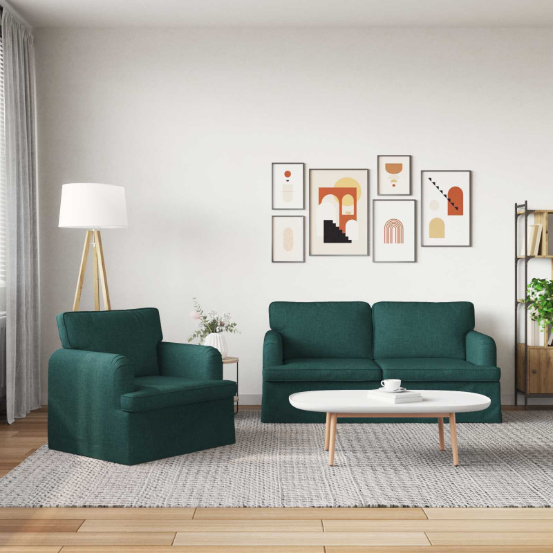 Zestaw Sof 2 pcs Ciemna zieleń 162 x 80 x 85 cm tkanina