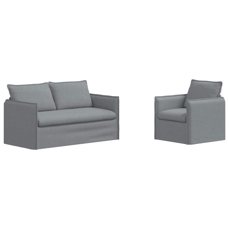 Zestaw Sof 2 pcs Jasnoszary 196 x 82 x 85 cm tkanina