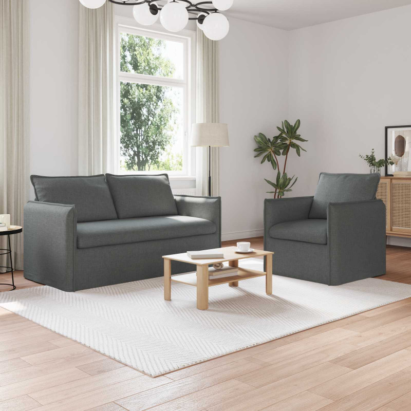 Zestaw Sof 2 pcs Ciemnoszary 196 x 82 x 85 cm tkanina