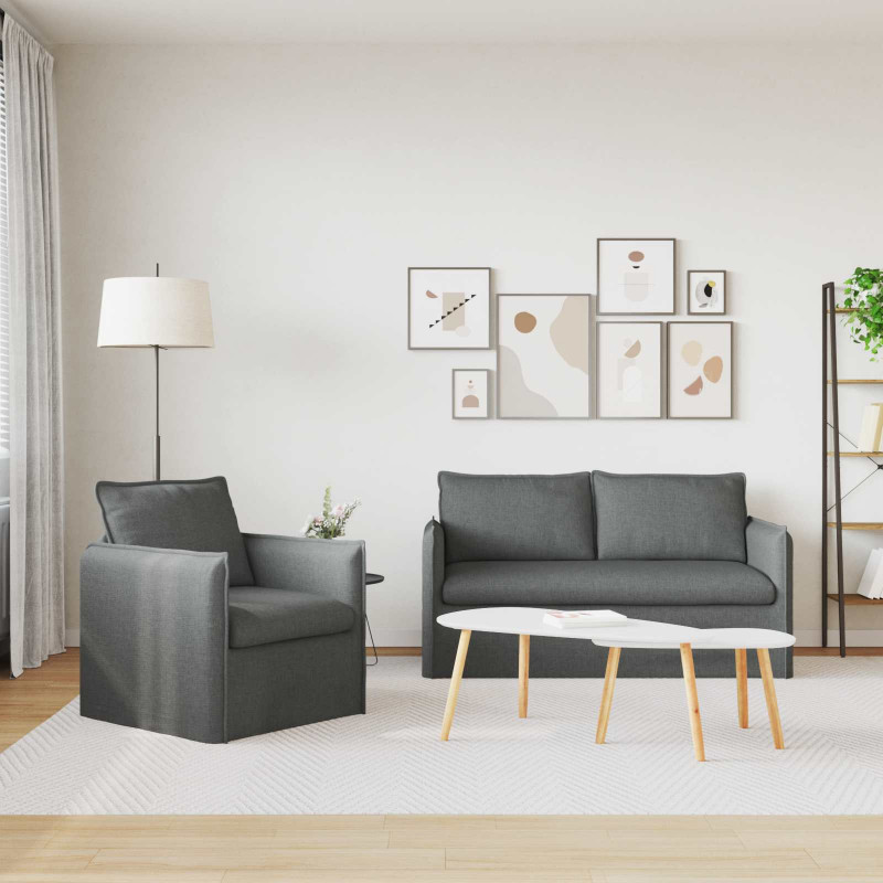 Zestaw Sof 2 pcs Ciemnoszary 196 x 82 x 85 cm tkanina