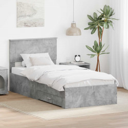 Ramka łóżka Betonowy szary 90 x 190 cm Materiał drewnopochodny
