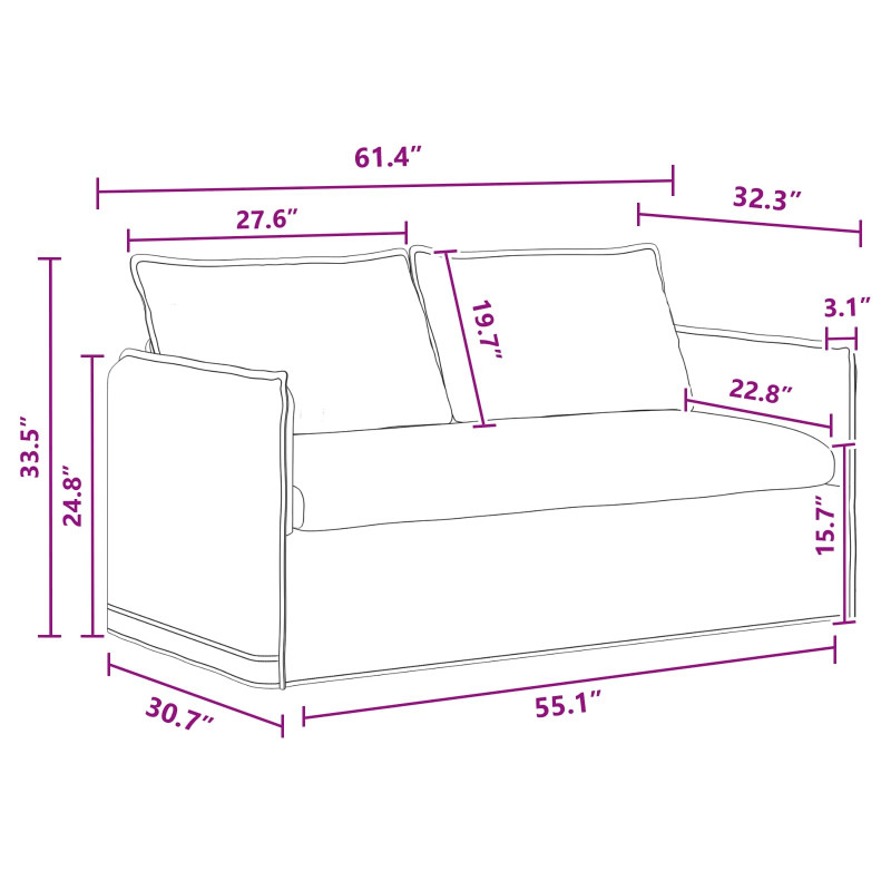 Zestaw Sof 2 pcs Ciemnoszary 196 x 82 x 85 cm tkanina
