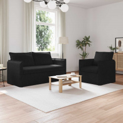 Zestaw Sof 2 pcs Czarny 196 x 82 x 85 cm tkanina