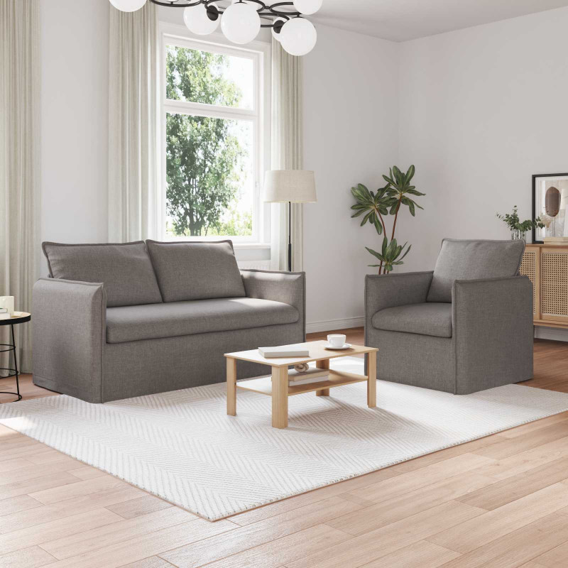 Zestaw Sof 2 pcs Ciemnoszary 196 x 82 x 85 cm tkanina