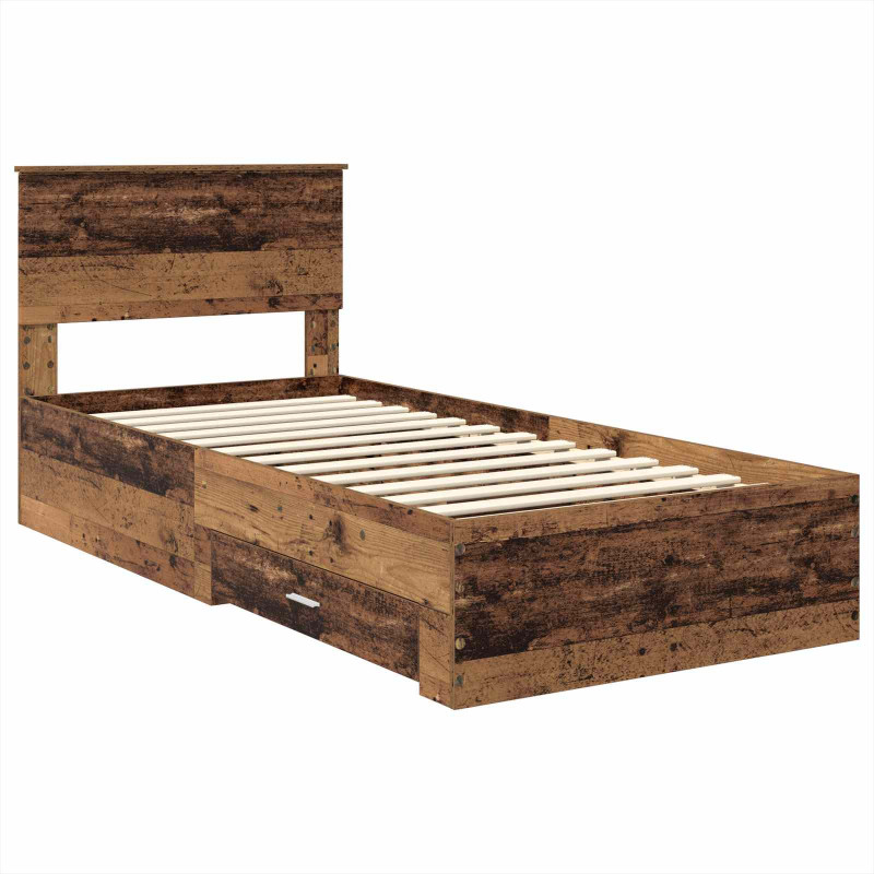 Ramka łóżka Stare drewno 90 x 190 cm Materiał drewnopochodny