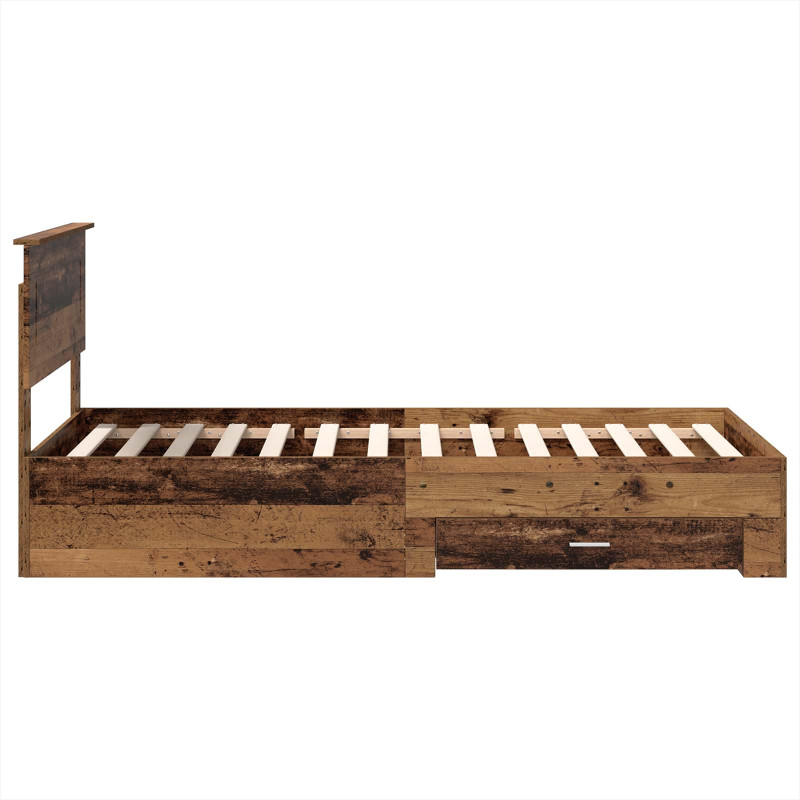 Ramka łóżka Stare drewno 90 x 190 cm Materiał drewnopochodny