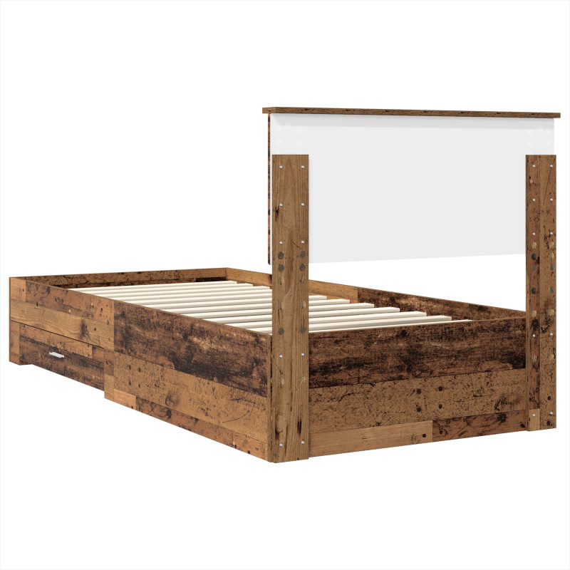 Ramka łóżka Stare drewno 90 x 190 cm Materiał drewnopochodny