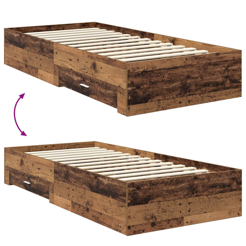 Ramka łóżka Stare drewno 90 x 190 cm Materiał drewnopochodny