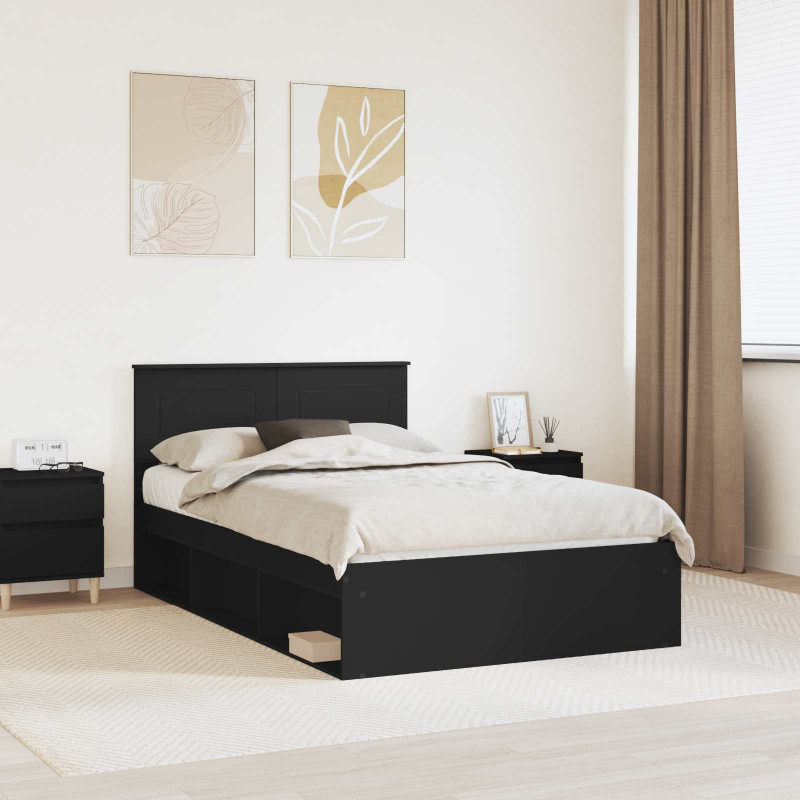 Ramka łóżka Czarny 120 x 190 cm Materiał drewnopochodny