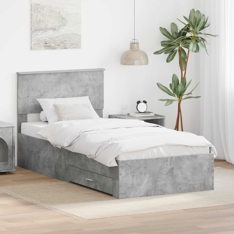 Ramka łóżka Betonowy szary 90 x 200 cm Materiał drewnopochodny