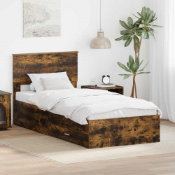 Ramka łóżka Dąb wędzony 90 x 200 cm Materiał drewnopochodny