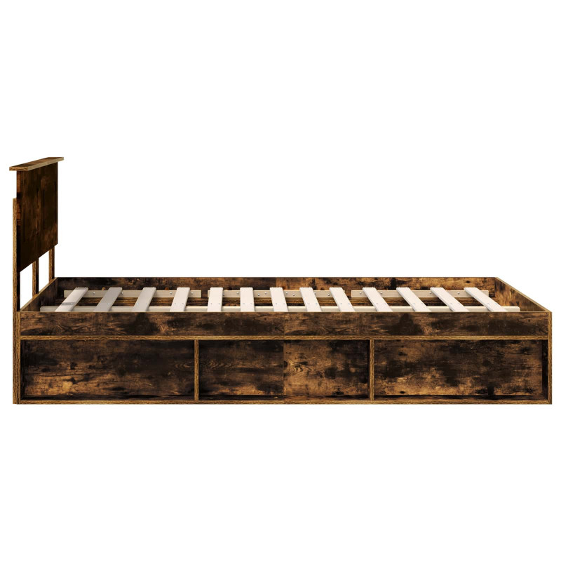 Ramka łóżka Dąb wędzony 120 x 190 cm Materiał drewnopochodny