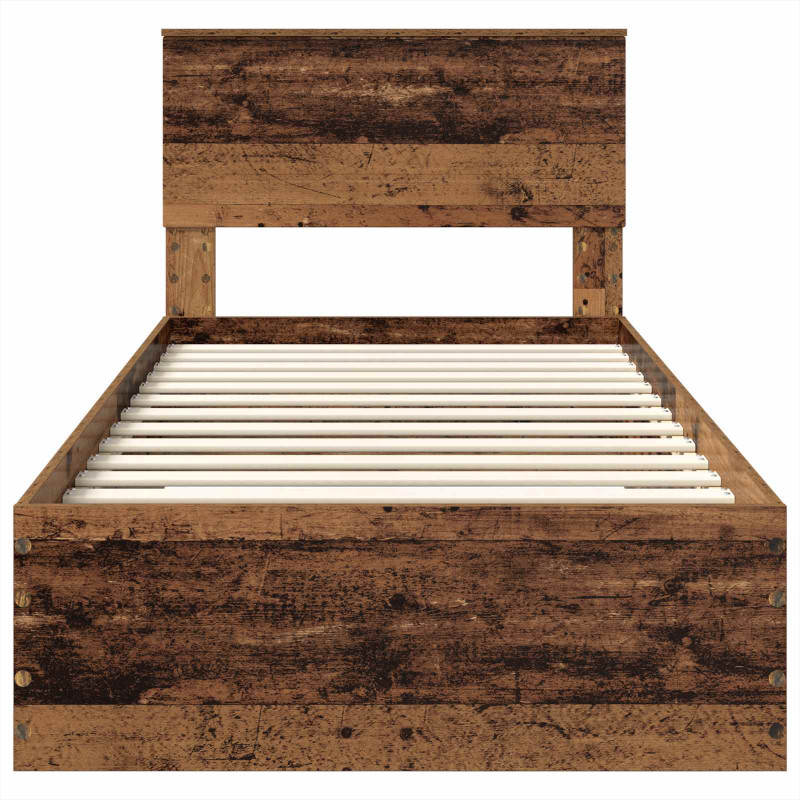Ramka łóżka Stare drewno 90 x 200 cm Materiał drewnopochodny