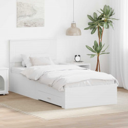 Ramka łóżka Białe i srebro 75 x 190 cm Materiał drewnopochodny