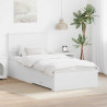 Ramka łóżka Białe i srebro 75 x 190 cm Materiał drewnopochodny