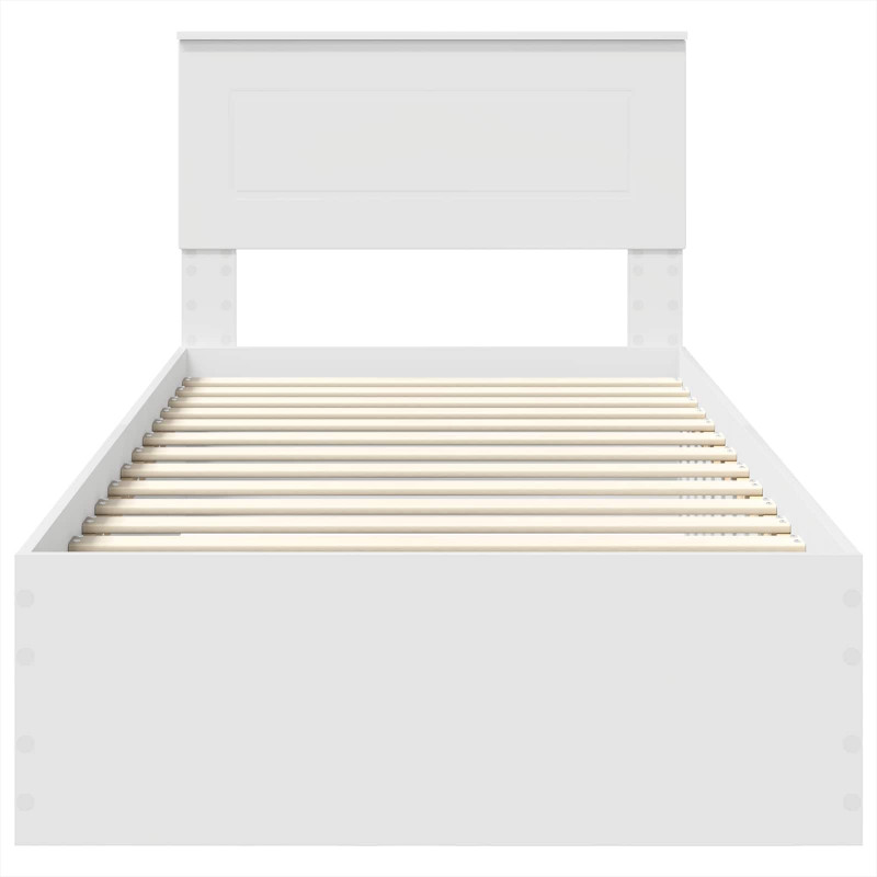 Ramka łóżka Białe i srebro 75 x 190 cm Materiał drewnopochodny