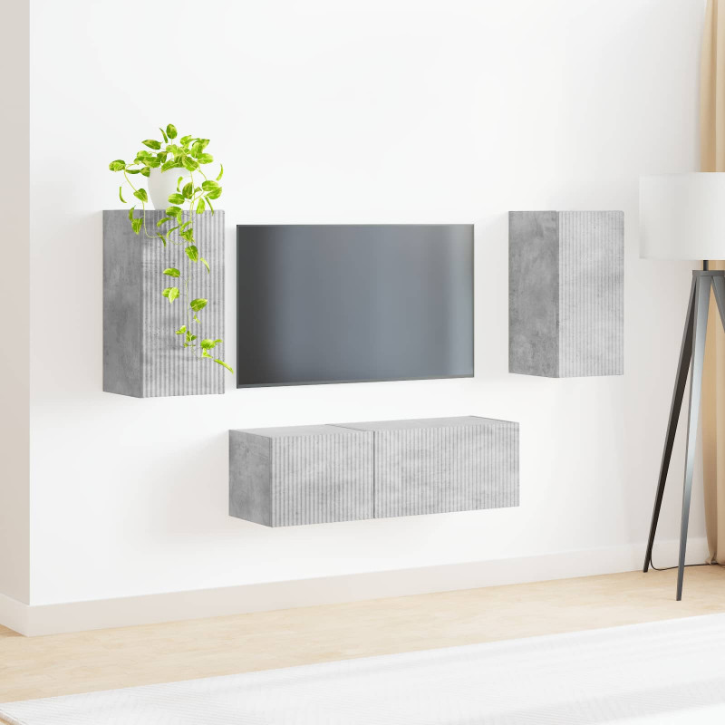 Zestaw szafki pod telewizor na ścianę 4 pcs Betonowy szary