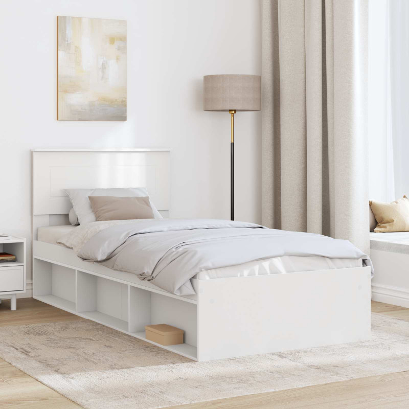Ramka łóżka Biały 100 x 200 cm Materiał drewnopochodny