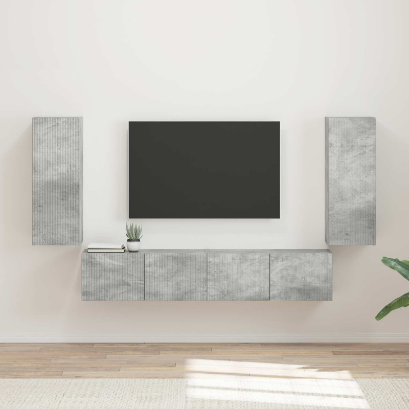 Zestaw szafki pod telewizor na ścianę 4 pcs Betonowy szary