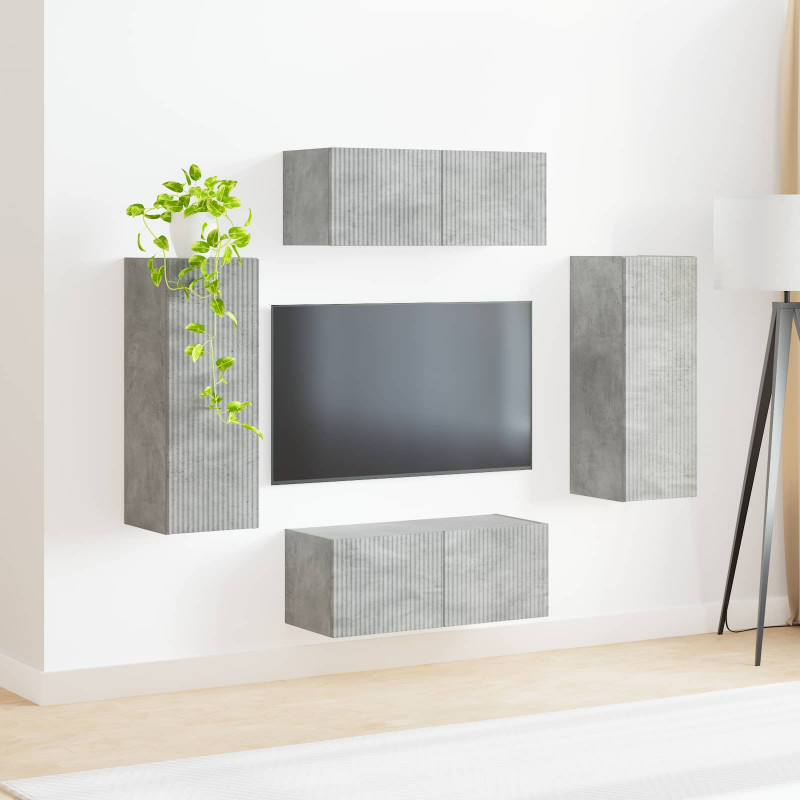 Zestaw szafki pod telewizor na ścianę 4 pcs Betonowy szary