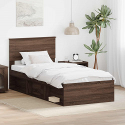 Ramka łóżka Brązowy dąb 100 x 200 cm Materiał drewnopochodny