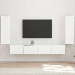 Zestaw szafki pod telewizor na ścianę 4 pcs Biały