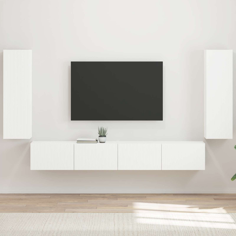 Zestaw szafki pod telewizor na ścianę 4 pcs Biały