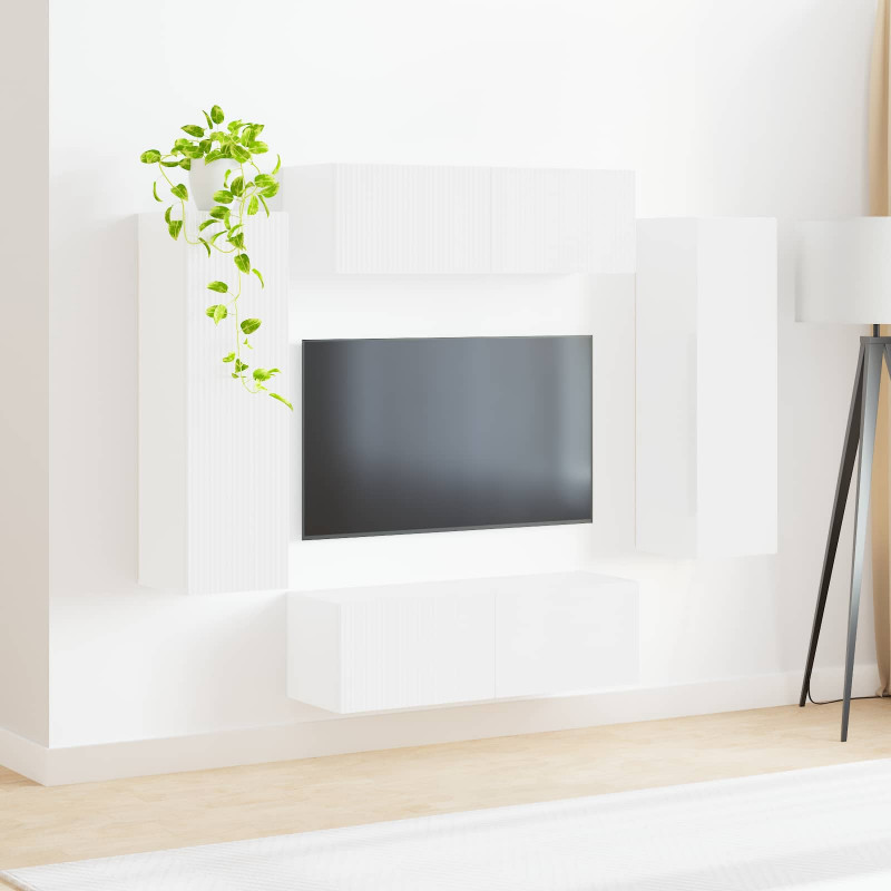 Zestaw szafki pod telewizor na ścianę 4 pcs Biały