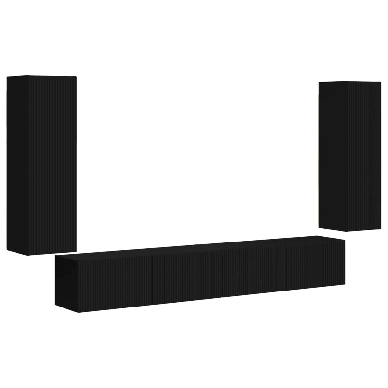 Zestaw szafki pod telewizor na ścianę 4 pcs Czarny
