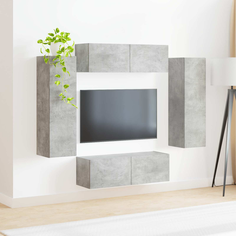 Zestaw szafki pod telewizor na ścianę 4 pcs Betonowy szary