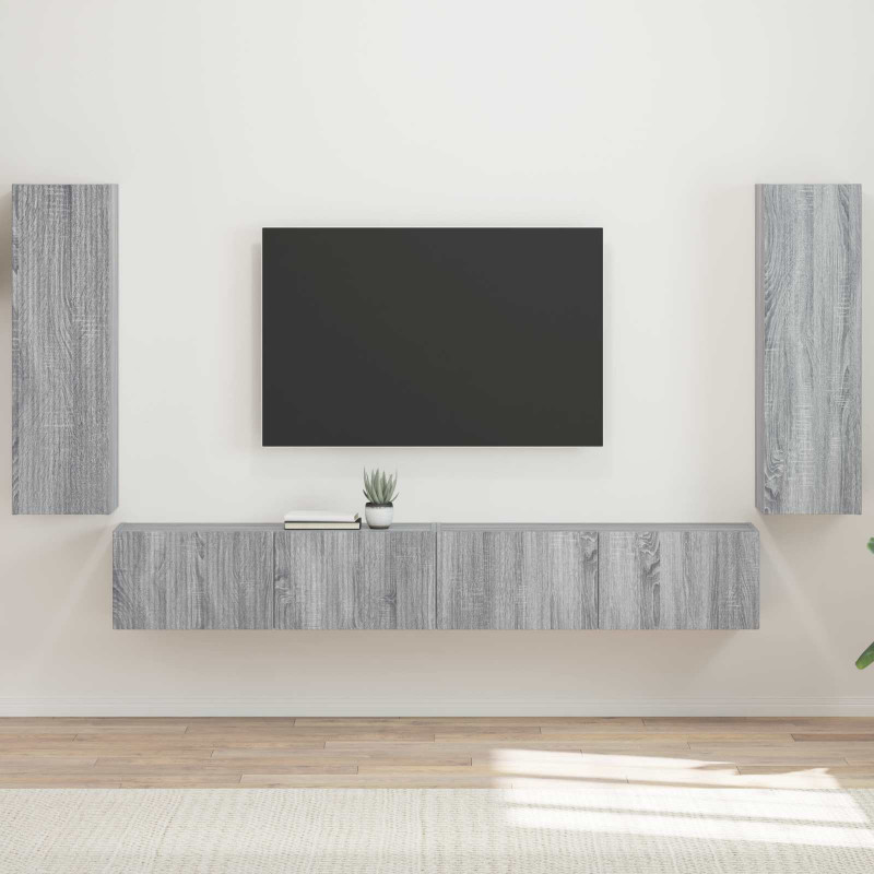 Zestaw szafki pod telewizor na ścianę 4 pcs Szary Sonoma