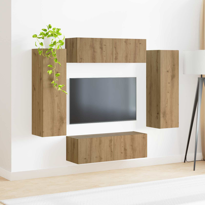 Zestaw szafki pod telewizor na ścianę 4 pcs Dąb rzemieślniczy