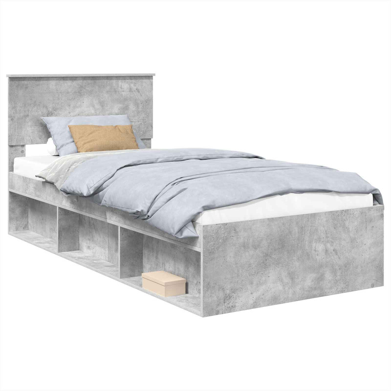 Ramka łóżka Betonowy 90 x 200 cm Materiał drewnopochodny