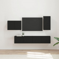 Zestaw szafki pod telewizor na ścianę 4 pcs Czarny