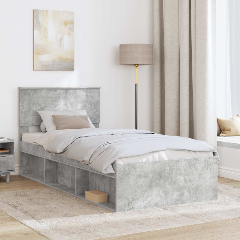 Ramka łóżka Betonowy 90 x 200 cm Materiał drewnopochodny