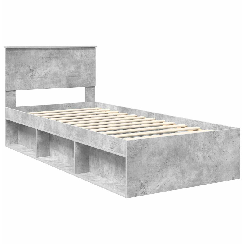 Ramka łóżka Betonowy 90 x 200 cm Materiał drewnopochodny