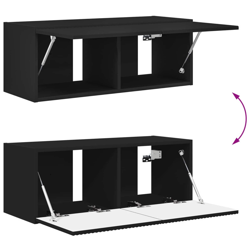 Zestaw szafki pod telewizor na ścianę 4 pcs Czarny
