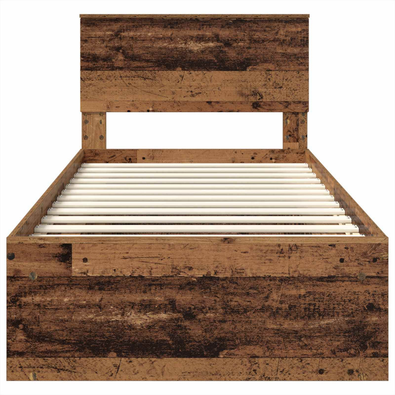 Ramka łóżka Stare drewno 90 x 200 cm Materiał drewnopochodny