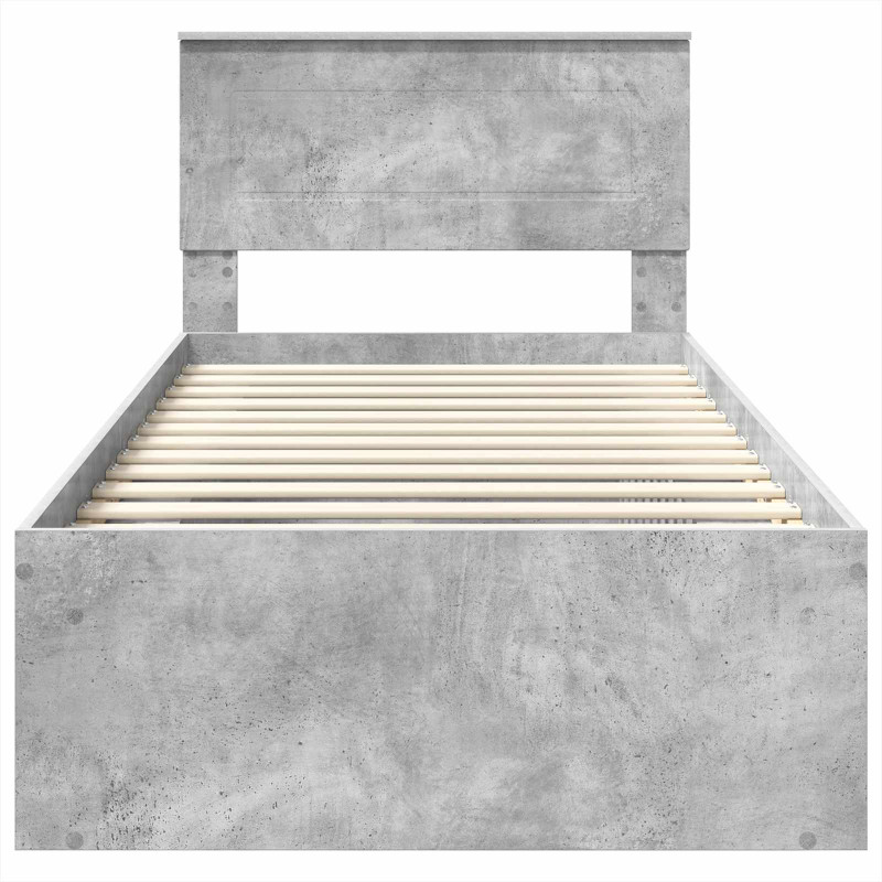 Ramka łóżka Szary beton 75 x 190 cm Materiał drewnopochodny