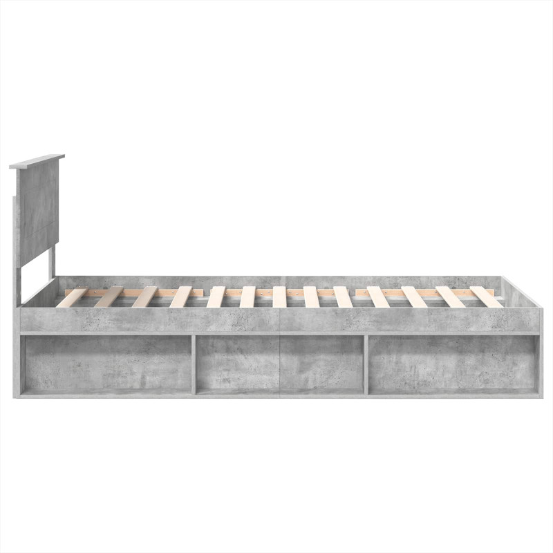 Ramka łóżka Szary beton 75 x 190 cm Materiał drewnopochodny
