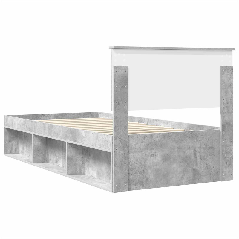 Ramka łóżka Szary beton 75 x 190 cm Materiał drewnopochodny